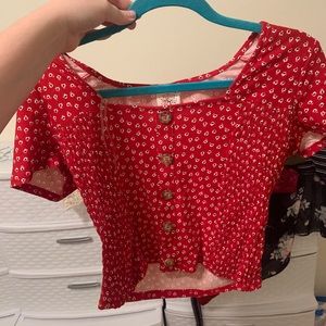 red and white flower design top, price negotiable